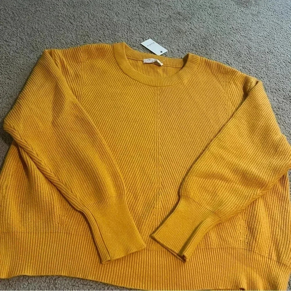 Elodie women’s mustard yellow knit sweater long sleeve crew neck size xl new - Picture 11 of 11